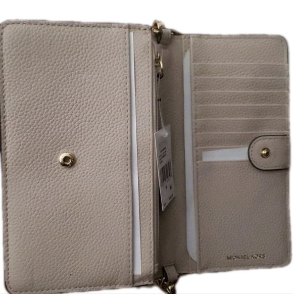 Michael Kors Crossbody Purse Blush Pink Pebbled Leather Gold MK Logo Rare Posh - Picture 8 of 10